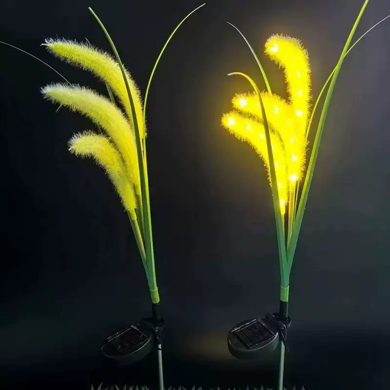 户外仿真太阳能狗尾巴草灯 led发光芦苇灯庭院景观户外装饰草坪灯