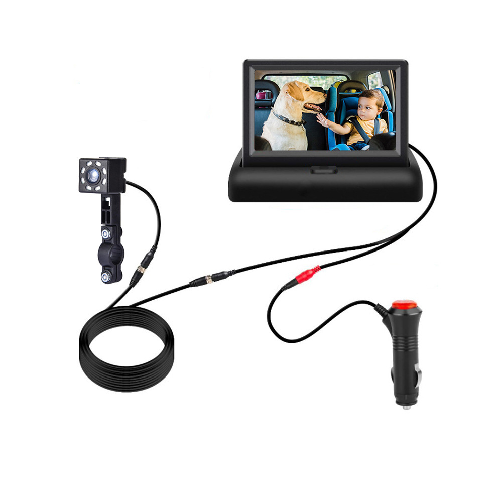 4.3 inch folding aviation interface eye protection with bracket camera cigarette lighter