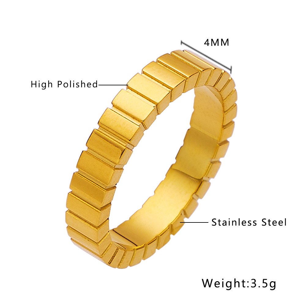 Simple Style Style Real Gold Plated Geometric 304 Stainless Steel Simple Style Waterproof Non Tarnish Rings