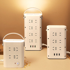 Household multi-functional vertical tower type plug adapter power strip office extension cord outlet power board factory wholesale with night light socket