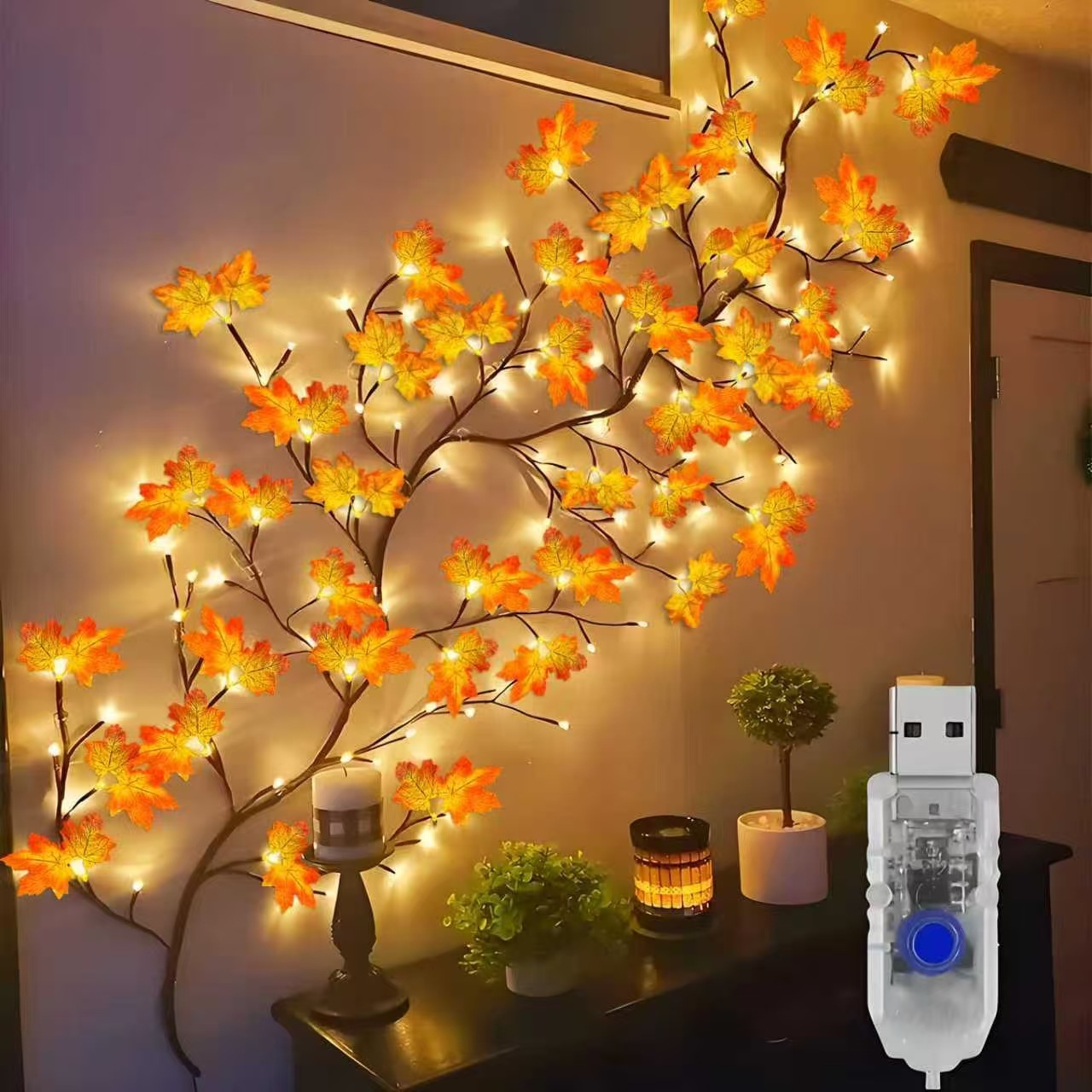 Guirnalda de Luces LED de Plástico con Control Remoto para Decoración Festiva del Hogar