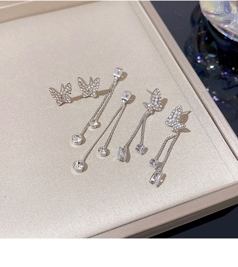 1 Pair Fashion Insect Butterfly Alloy Plating Inlay Rhinestones Zircon Womenu0027S Drop Earrings