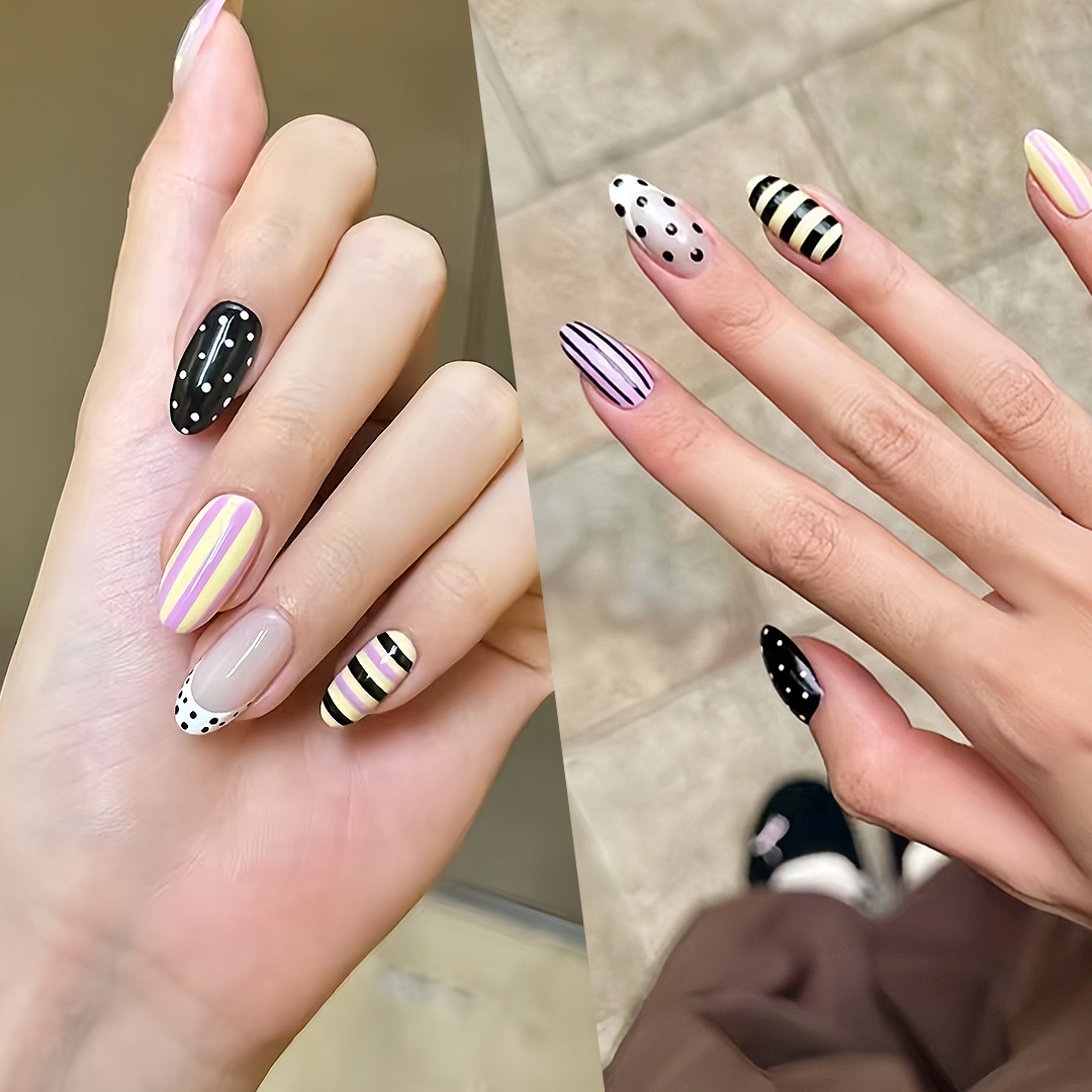 Verano dopamina corta uñas de uñas uñas altas lunares franceses tinte rojo temperamento dulce chica caliente estudiante