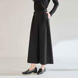 25秋装新款八分裙裤宽松百搭休闲裤棉质简约通勤显瘦阔腿裤25546