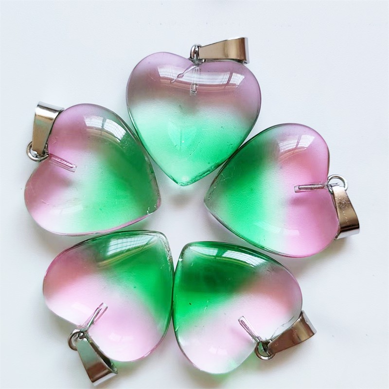 Cruz-frontera piedra natural amor colgante 20mm cristal Ágata en forma de corazón colgante melocotón corazón COLLAR COLGANTE accesorios de la joyería