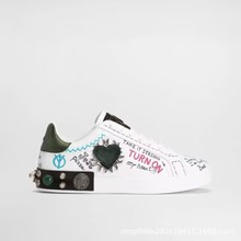 欧洲站dg新款女士拼接时尚低帮运动鞋5D印花涂鸦系带休闲鞋男潮牌