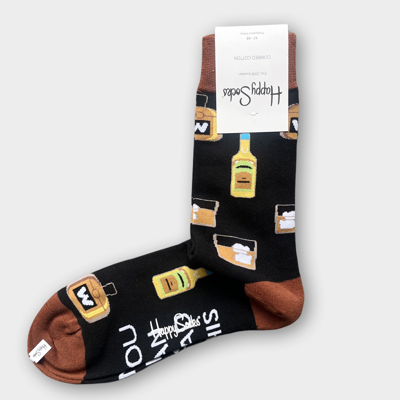 ハッピーソックス メンズソックス ミドル丈 コーマ綿 吸汗消臭 通気性 スウェーデン製 おしゃれ カラフル 薄手