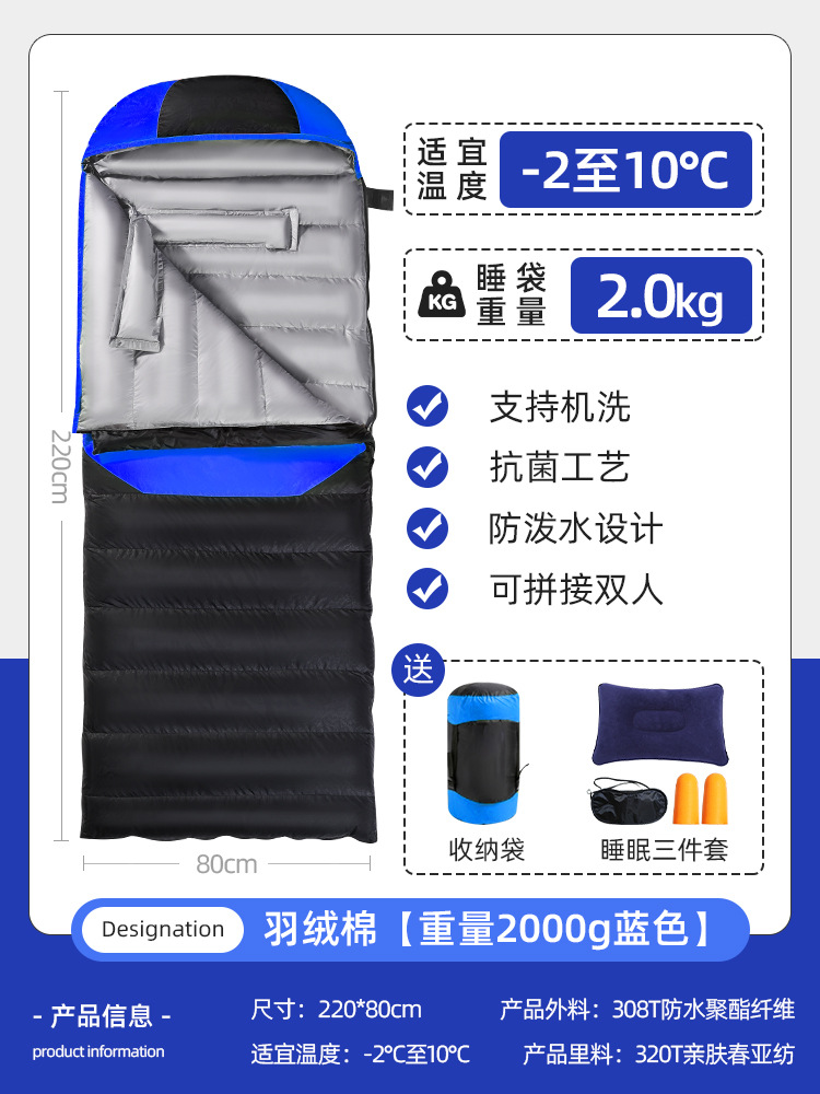 다운면[중량 2.0kg*블루]-2℃~10℃