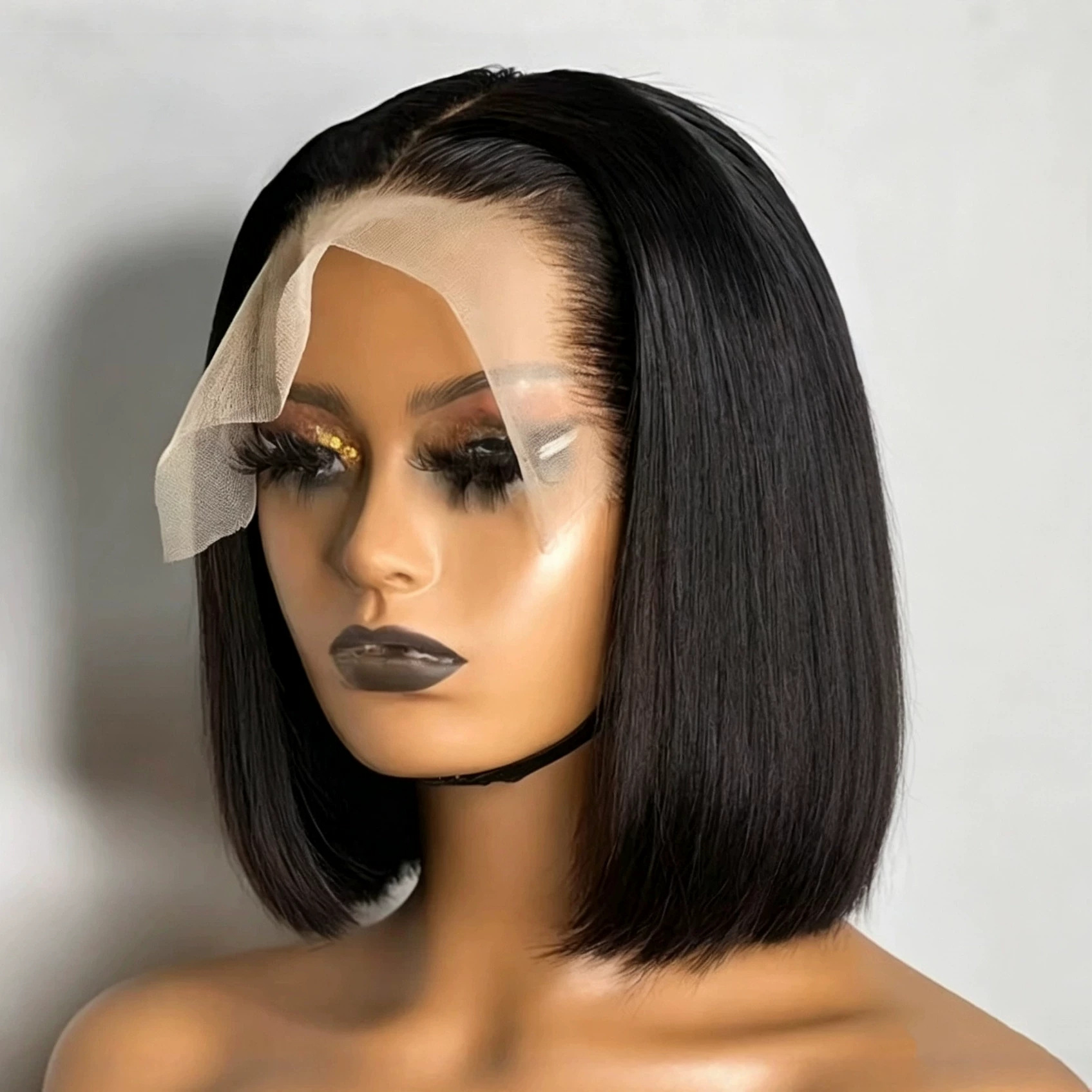 European and American fashion wigs, popular cross-border model for women, bobo style, lace front short straight hair full wig