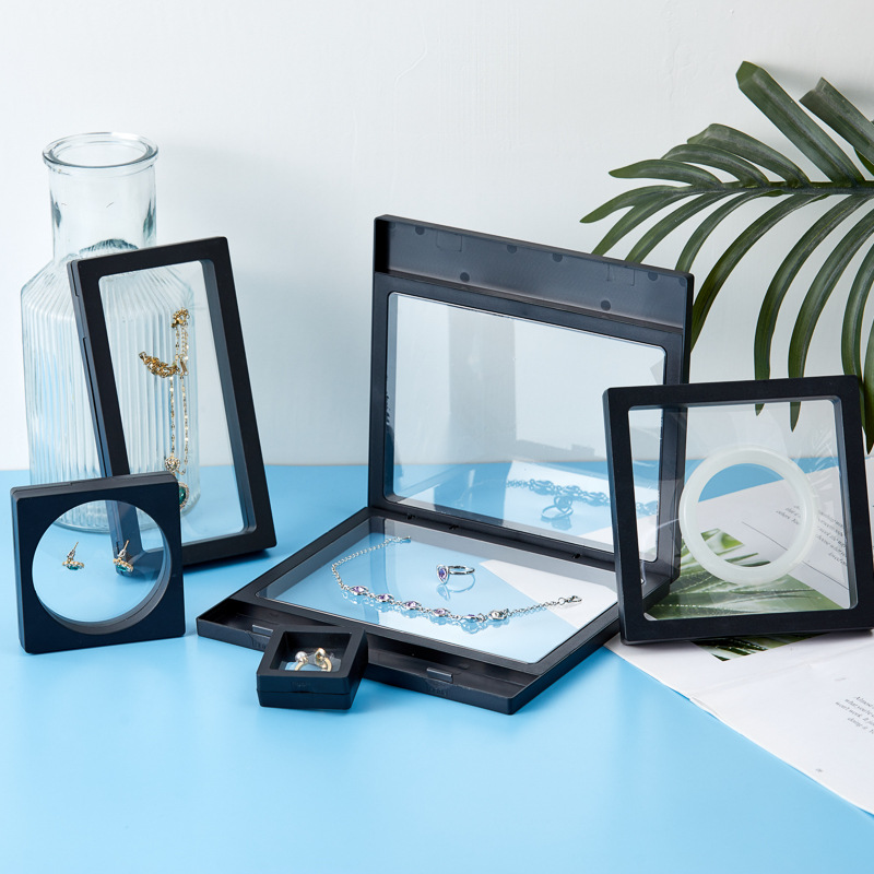 首饰包装盒纸质 PVC外壳 珠宝戒指手链饰品收纳PE膜悬浮盒