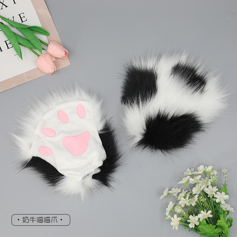 代装手作りぬいぐるみLolita獣耳獣爪アクセサリーソフト萌え妹猫娘INS猫爪半指手袋|undefined