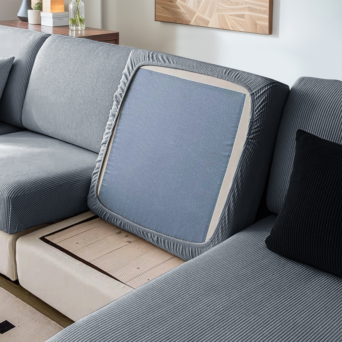 Amazon transfronterizo impermeable La Mao de seda sofá cojín cubierta elástica de color sólido anti-gato agarre sofá cubierta sofá