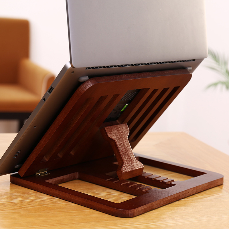 デスクトップラップトップスタンドブラケット強化冷却ラック固体竹折りたたみポータブルipdタブレットブラケットオフィス|undefined