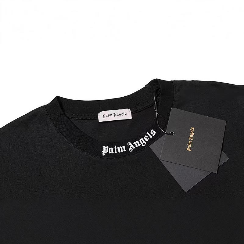 Cross-Border Palm Angels T-Shirt with Large Foam Letters on the Back, Hip-Hop Style, Men's Short-Sleeve, Loose Fit, Couple's Trendy Style