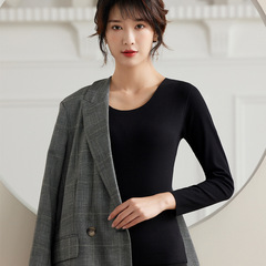 德絨無痕保暖衣女內衣加厚加絨秋衣內穿套裝發熱修身上衣打底衫