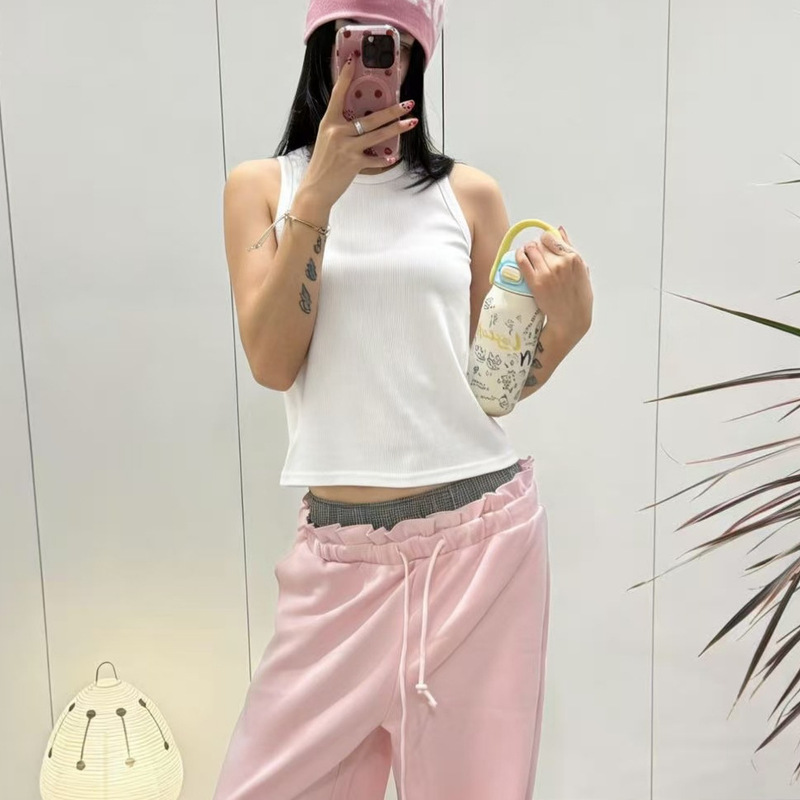 Nordic Style Tank Top with Bamboo Cotton Fabric, Covering Side Breasts, Knitted Vest for Women, Summer 2026, Comfortable, Casual, Slimming, Paper-Thin Strap Top