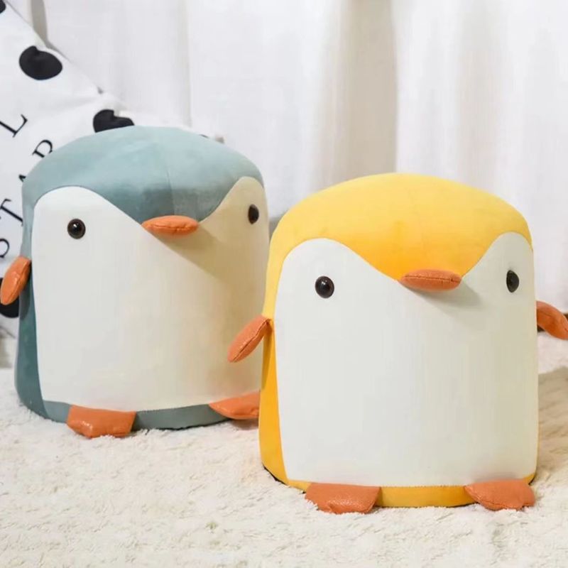 クリエイティブな漫画ペンギンのスツール、リビングルーム用の木製スツール、家庭用の低いスツール、玄関で靴を履き替えるためのスツール、子供用の漫画スツール|undefined