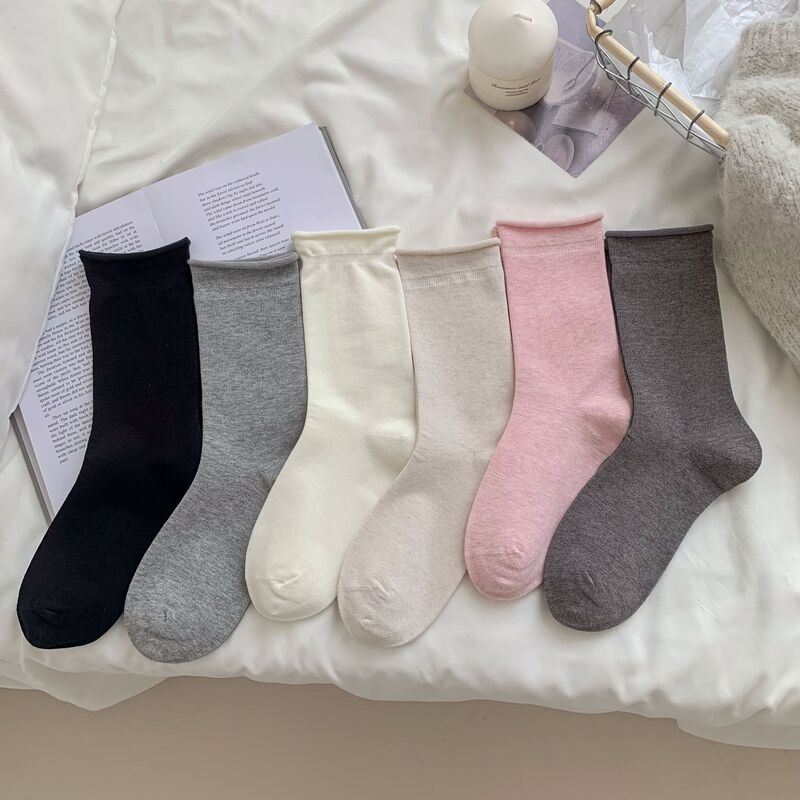 Mk2025 Autumn and Winter Rolled Edge Solid Color Loose Socks Women's Mid-Calf Socks Candy Color Slouch Socks Ins Trendy Women's Socks Mk2025 Autumn and Winter Rolled Edge Solid Color Loose Socks Women's Mid-Calf Socks Candy Color Slouch Socks Ins Trendy Women's Socks