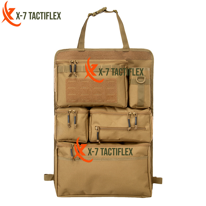 Diseño de almacenamiento de múltiples compartimentos de bolsas de almacenamiento en el asiento trasero de vehículos tácticos pesados cremallera de nylon cerrada para SUV