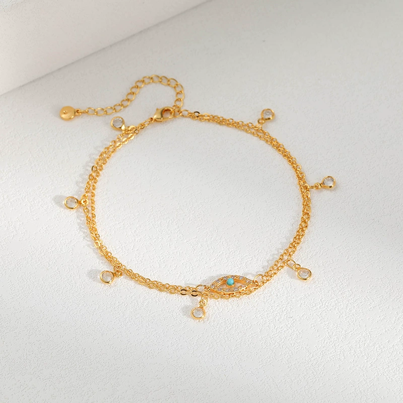Small design accessory, zirconium, chain, ankle bracelet, Amazon, 18 carat white gold, wholesale