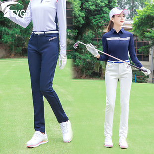 Golf Clothing New Autumn and Winter Clothing Women's Mid-Waist Slim Thickeneded Warm Long Pants Sports Casual Pants