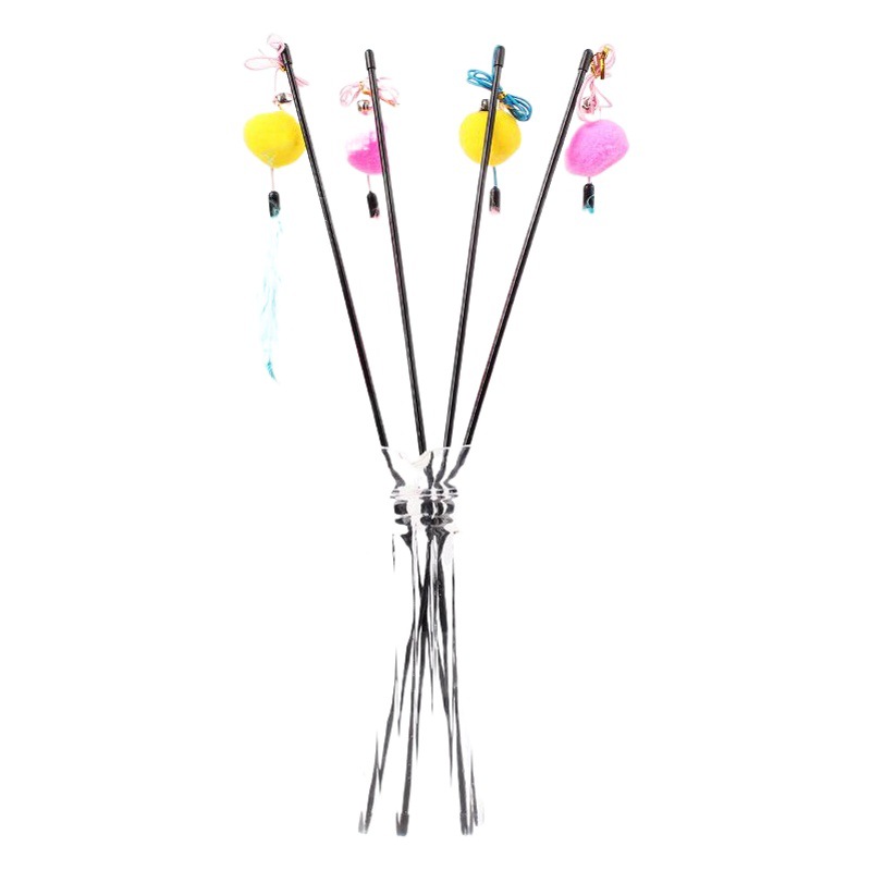 Color sólido pluma divertido gato palo al por mayor pelota de peluche cuerda elástica gato de juguete gato auto-Hola juguete interactivo suministros para mascotas