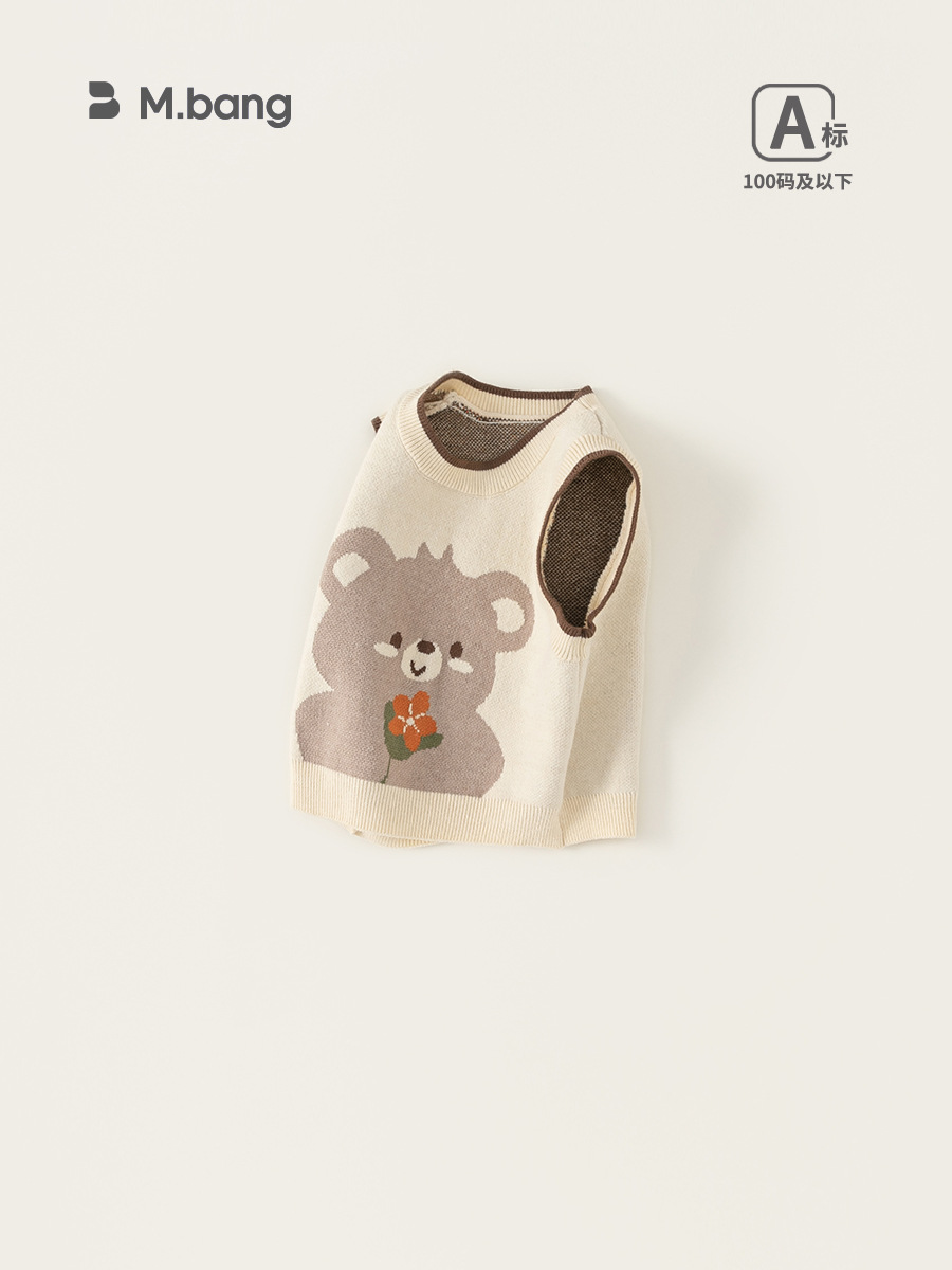 Yubao ropa infantil chaleco de otoño niñas lindos chaleco de oso para niños camisas de punto sin mangas suéter para niños