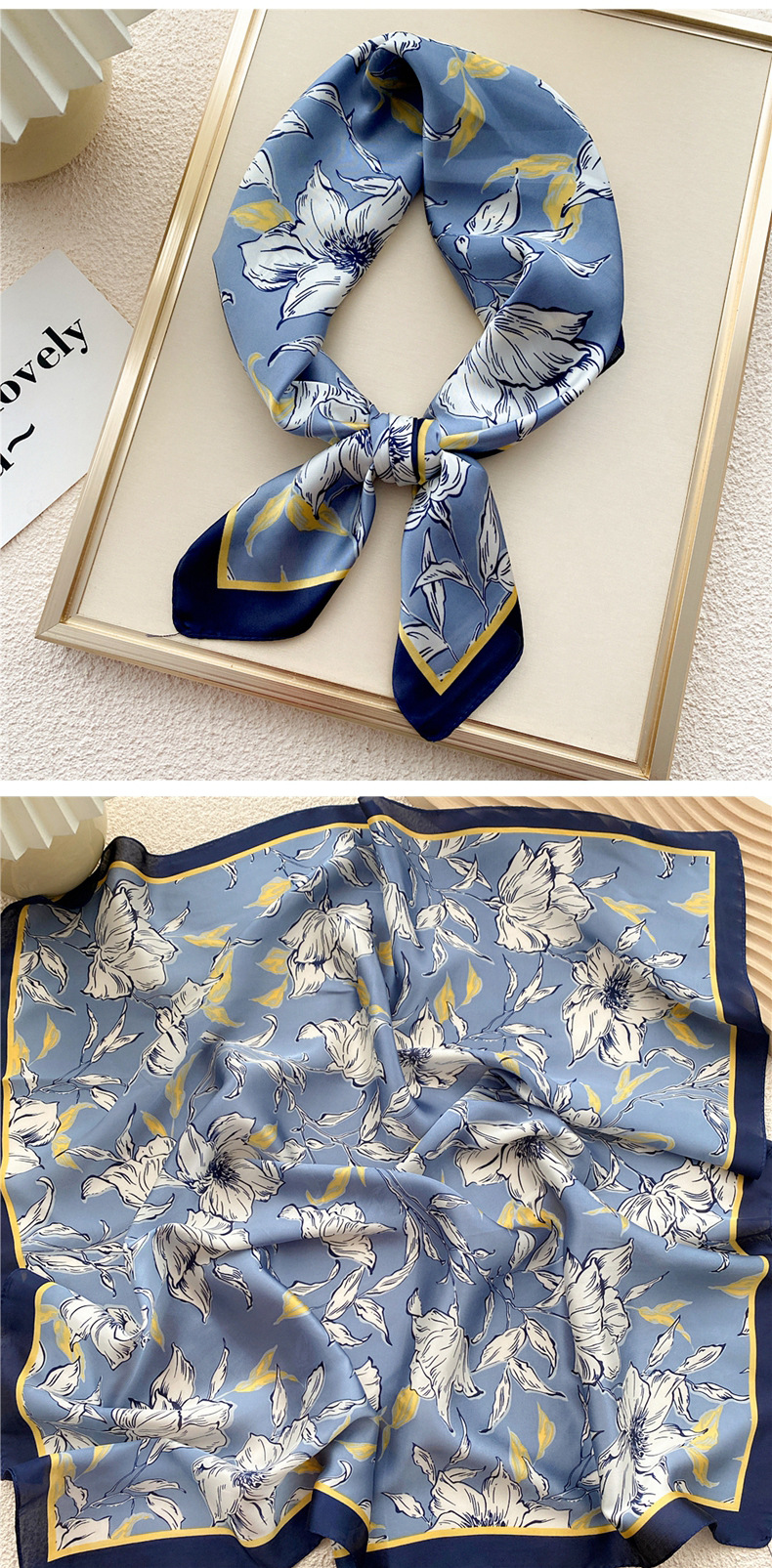 45g Weight Silk Scarf Classification Daily Occasion Polyester Material Geometric Pattern All Seasons Season Women's Gender Printing Design Elegant, Sweet Style Women's Elegant Sweet Geometric Polyester Printing Silk Scarf 11