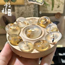 厂家批发天然玛瑙玉髓平安扣挂件高冰冰种海洋玉髓平安扣草花吊坠