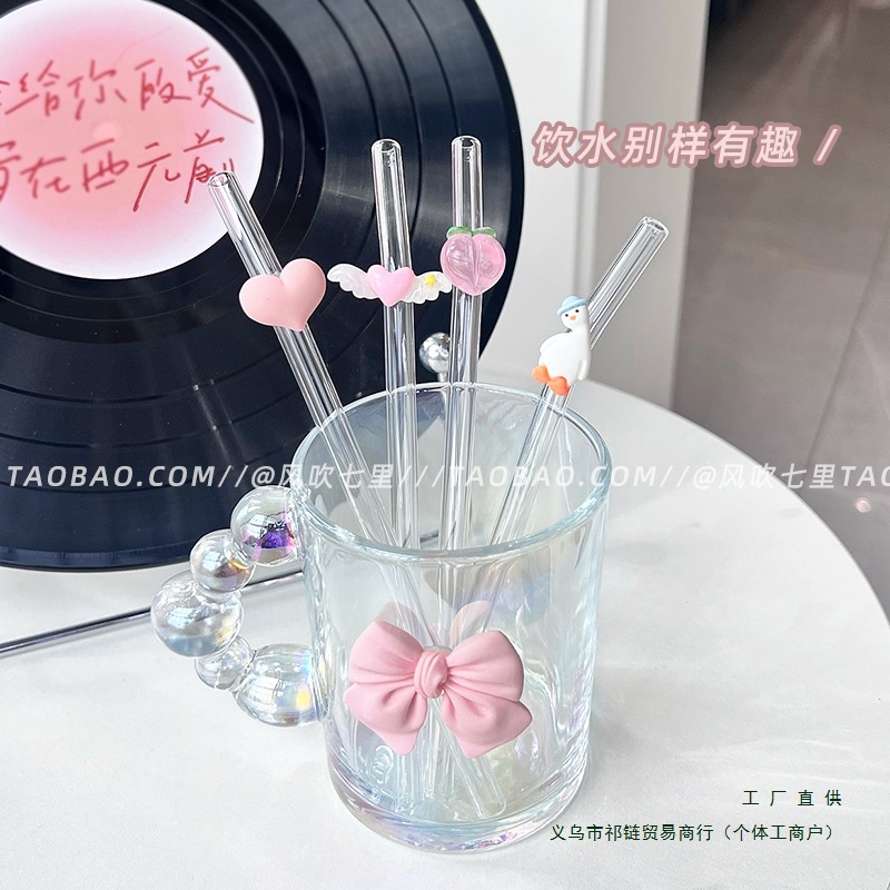 Transparent glass straw