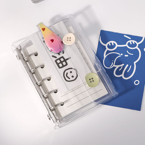 Simple M5 Wirebound Notebook PVC Transparent Tri-fold Color-blocked Dual-fastener Standard 5-hole Diary DIY Wirebound Cover