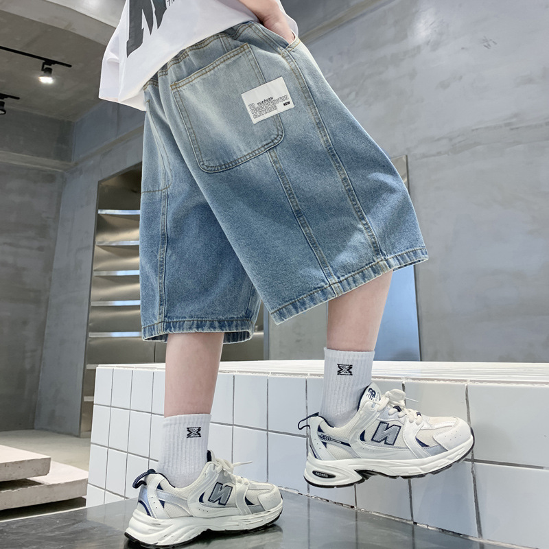 Boys' Summer Denim Shorts, Summer Style for Older Children, 2026 New Model Children's Summer Clothing, Boys' Mid-Length Pants, Summer Style Boys' Summer Denim Shorts, Summer Style for Older Children, 2026 New Model Children's Summer Clothing, Boys' Mid-Length Pants, Summer Style