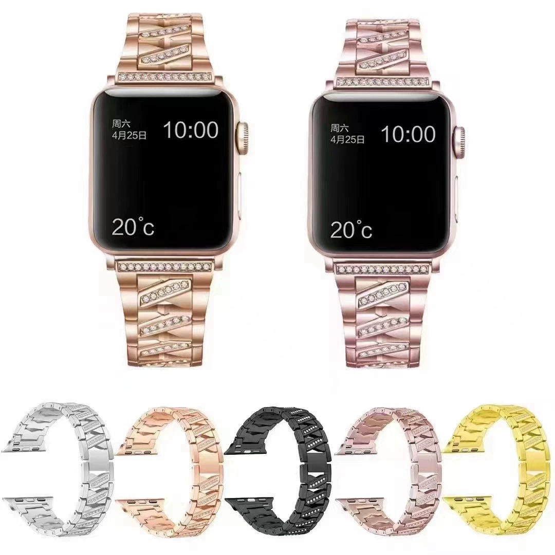 Подходит для Apple iWatch 8 Sanzhu X -характер Drilling Ribbon Apple Watch765432SE Латунный сплав стальной пояс