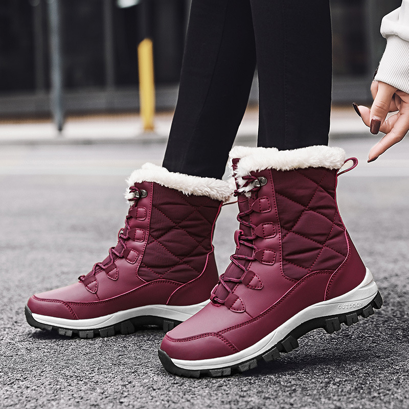 Botas de algodón de invierno para mujeres al aire libre más vello grueso calentamiento botas de nieve de comercio exterior zapatos de mujer de tamaño grande image 2