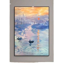 欧美莫奈世界名画日出玄关风景装饰画竖款走廊过道挂画背景墙壁画