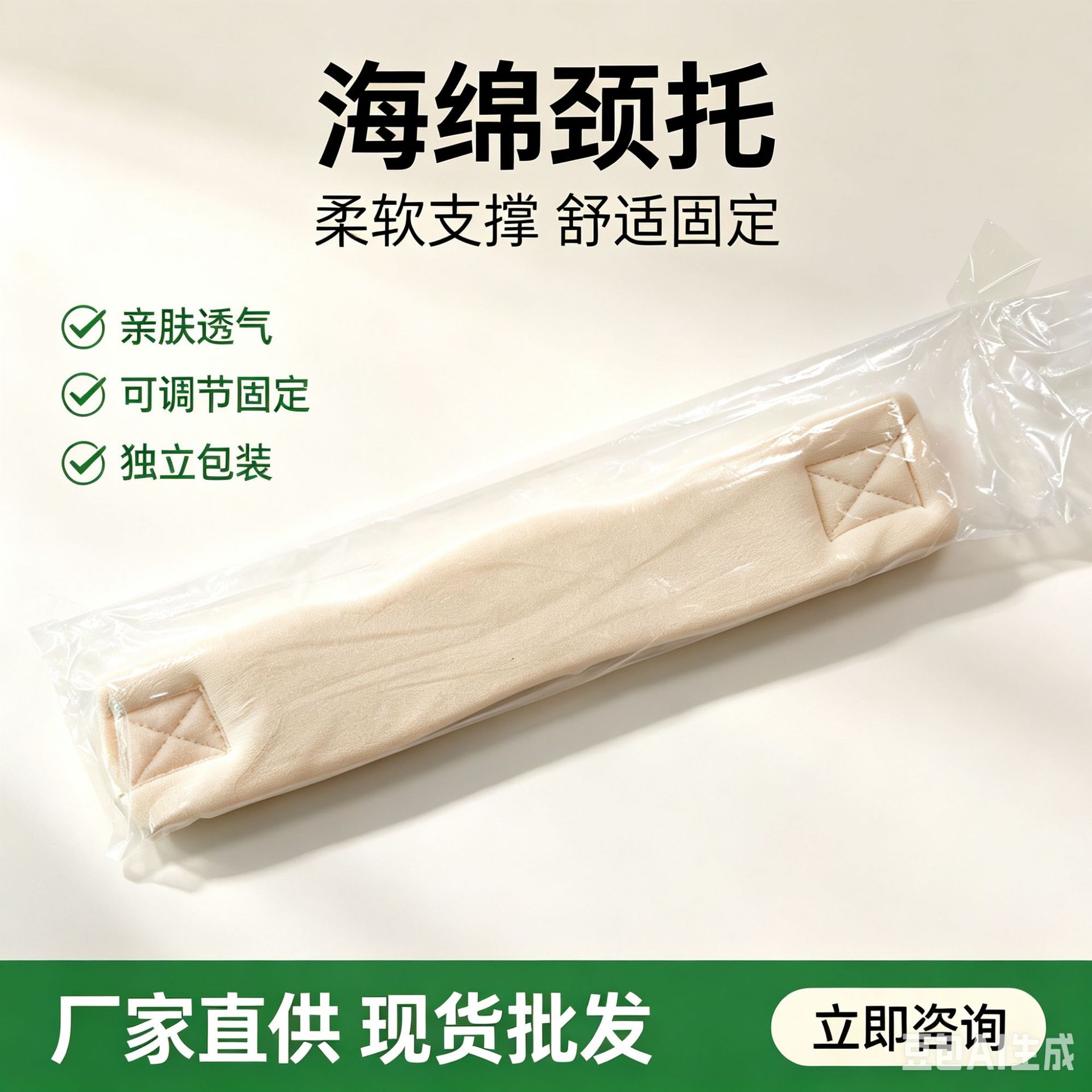 跨境透气海绵软体颈托可调节海绵护颈围领家用颈部防护护具现货批