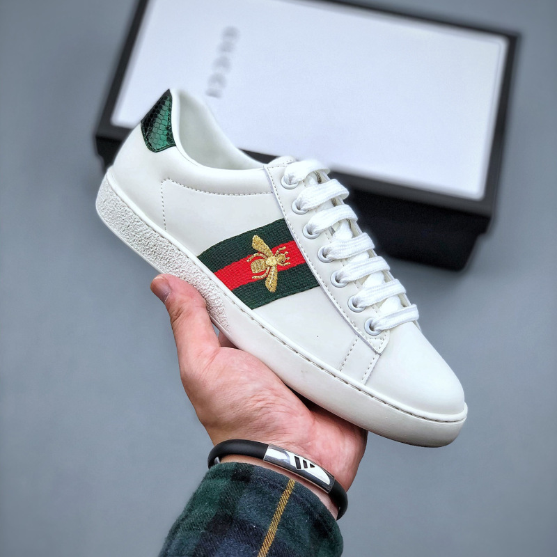 Cross-Border High-Quality Genuine Leather Embroidered Printed White Sneakers, Casual Couple Sports Shoes, High-End Pure Original Comfortable Sneakers, Trendy