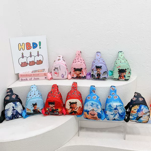 Children's Waist Bag with Mini Light Casual Snack Storage Crossbody Bag Boys and Girls Travel Cartoon Chest Bag