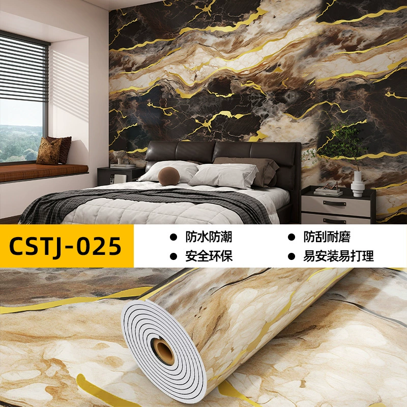 Marble self-adhesive wallpapers on wall, sticker