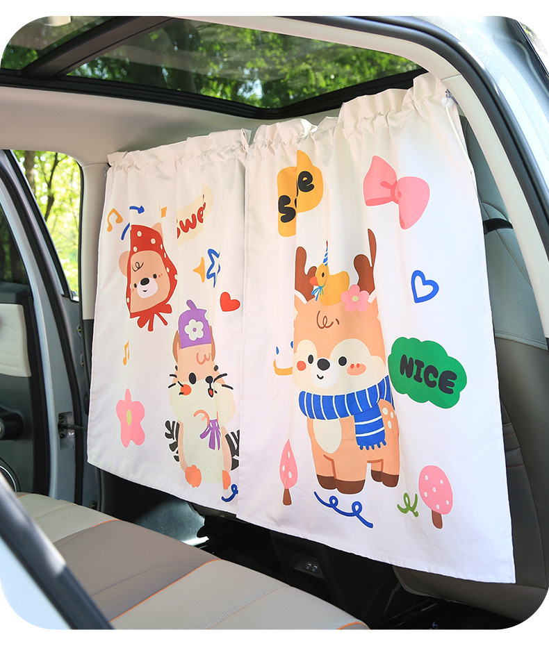 Cartoon Car Partition Curtain, Car Front and Rear Air Conditioning Partition Curtain, Baby Privacy Blackout Curtain, Car Protective Curtain