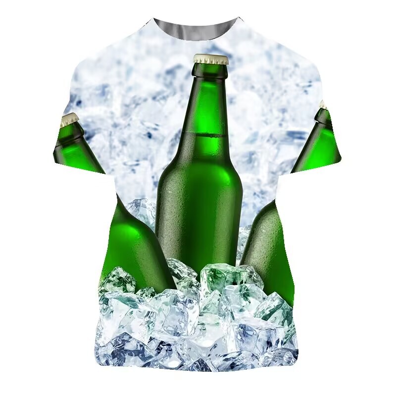 Factory Direct cross-border foreign trade new printed beer 3DT T-shirt digital printing men's and women's fashionable short-sleeved T-shirt top