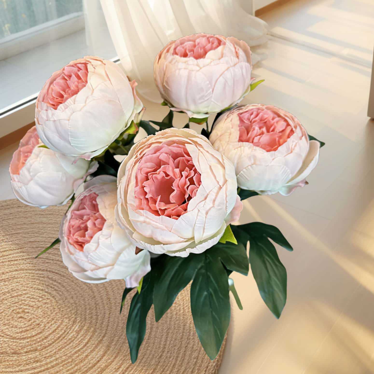 Simulación de 7 flores de peonía decoración de boda decoración de flores de seda hechas a mano transfronterizas adornos de flores falsas al por mayor
