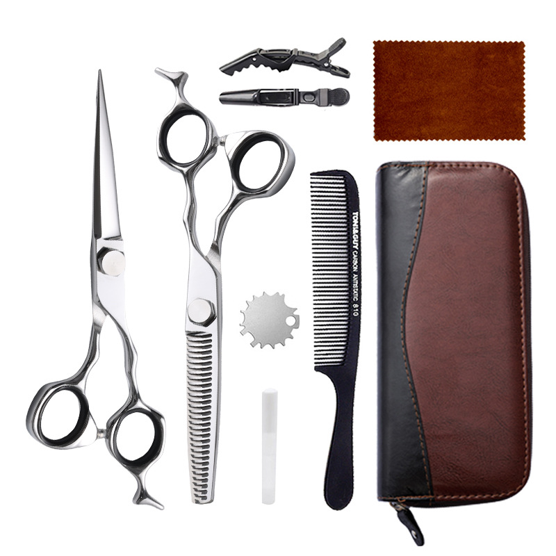 Juego de tijeras de peluquería de 6 pulgadas, acero inoxidable 440C, tijeras planas, tijeras de entresacar, herramienta para flequillo, tijeras de peluquería Amazon