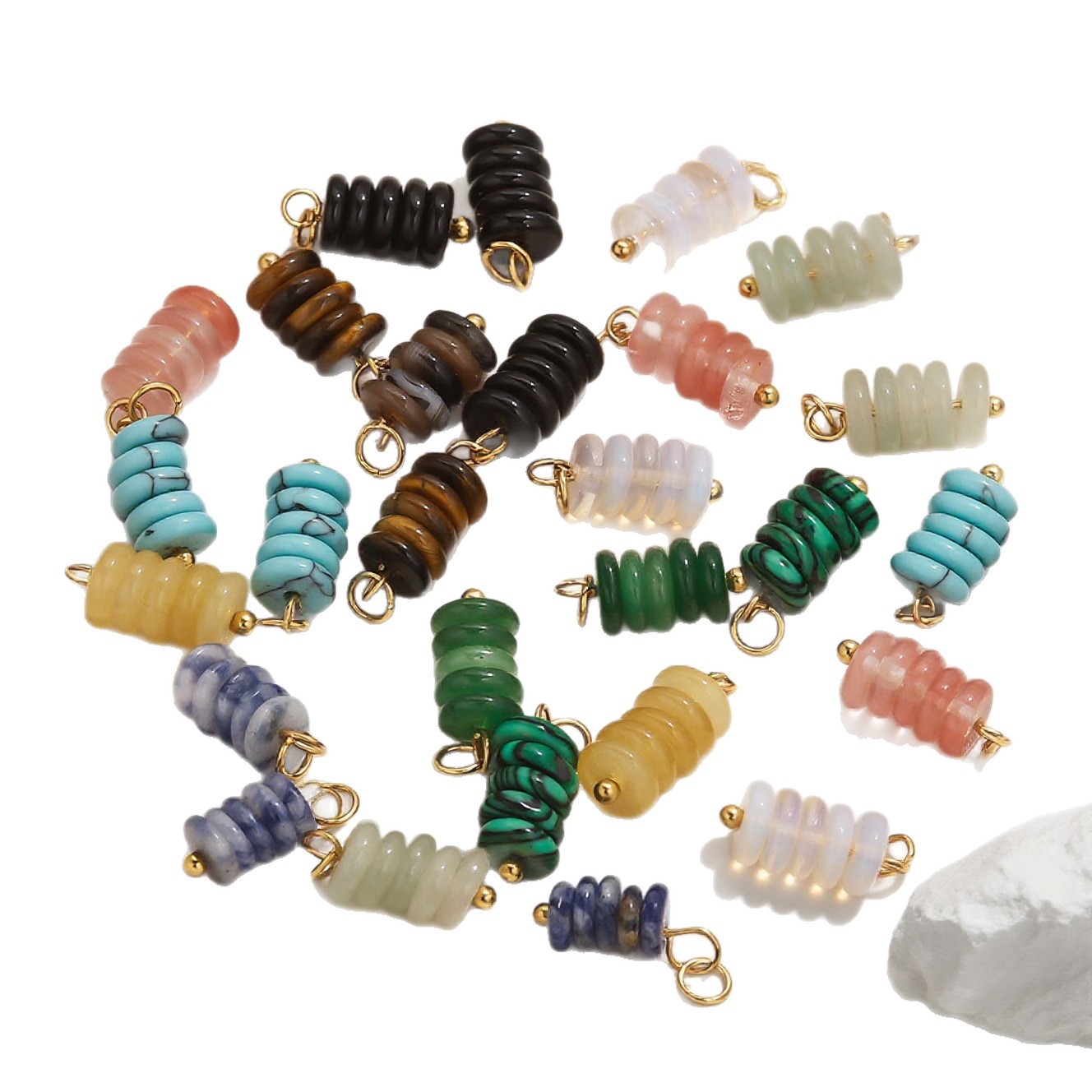 Acero inoxidable ojo de tigre piedra piedra natural perlas DIY joyería hecha a mano cuentas pendientes pulseras accesorios