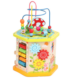 Beaded Treasure Box Children's Beaded 1-2-3 Years Old Multifunctional Baby Early Education and Intelligence Wooden Toys for Boys and Girls