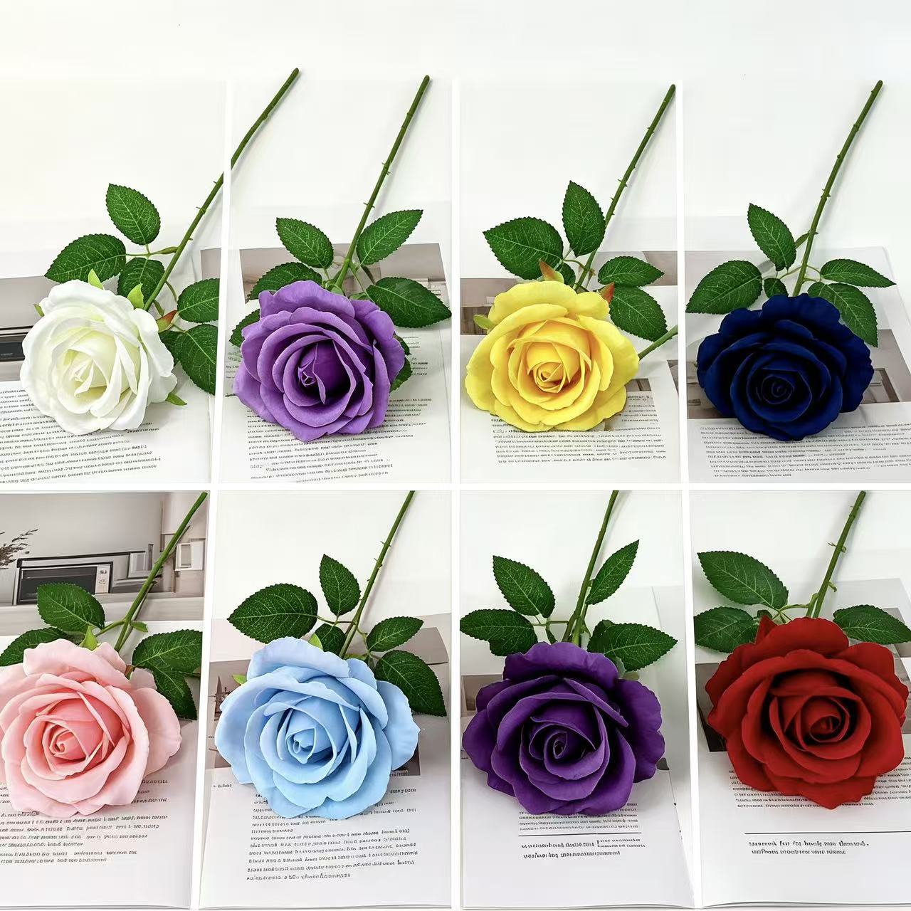 Flores de simulación transfronteriza tela de terciopelo rosas flores falsas decoración de boda flores artificiales adornos regalos de día de San Valentín cascada flores