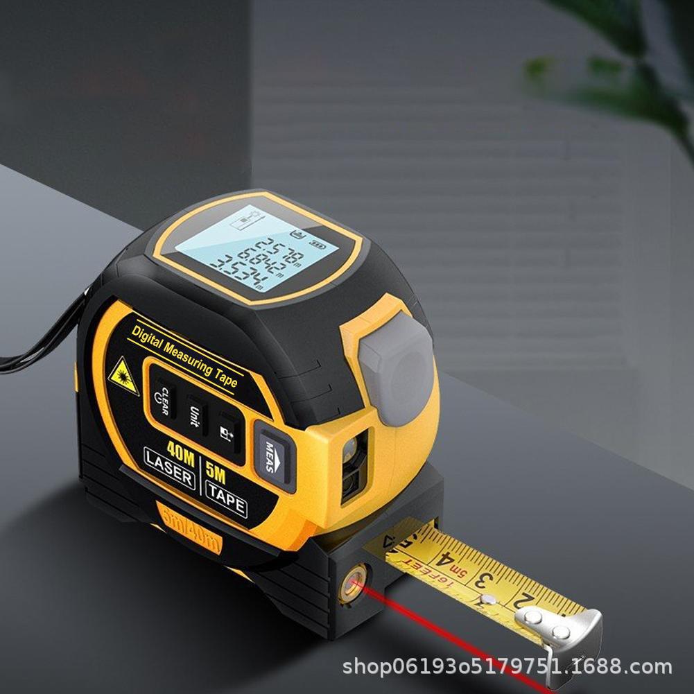 跨境专供 三合一激光测距仪 钢卷尺测距仪 室内激光测量仪卷尺