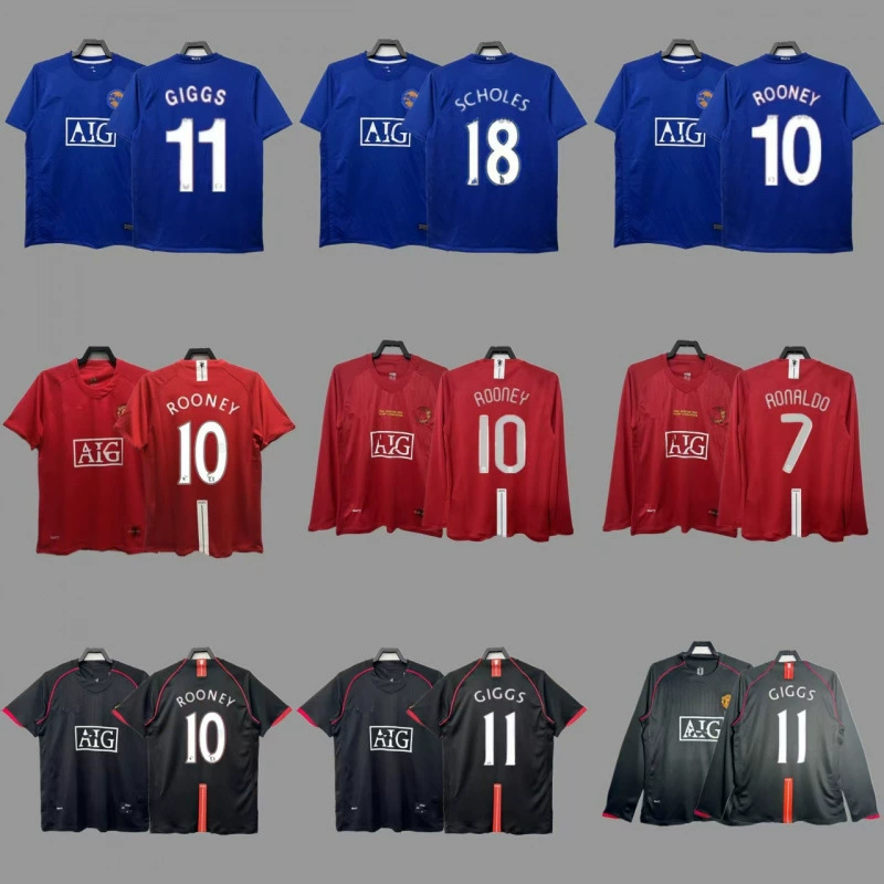 Ретро-трикотаж Red Devils Футбольный костюм классический Руни C Роналду Гиггз Коулз с длинными рукавами