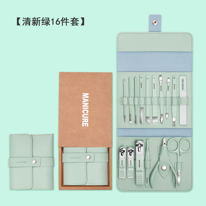 Kit de herramientas Pedicer 16 acero inoxidable Nail Cutter Kit Nail Cutter cucharas de orejas tijeras de piel muerta tijeras de uñas inclinadas