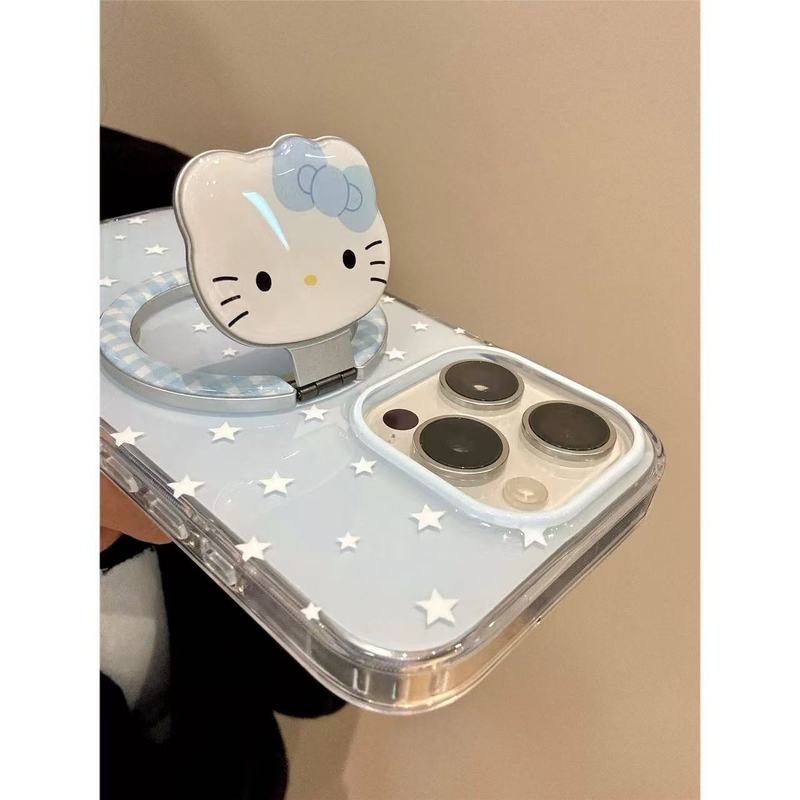 蓝底星星kitty折叠磁吸支架适用iPhone16promax苹果15手机壳14女|undefined